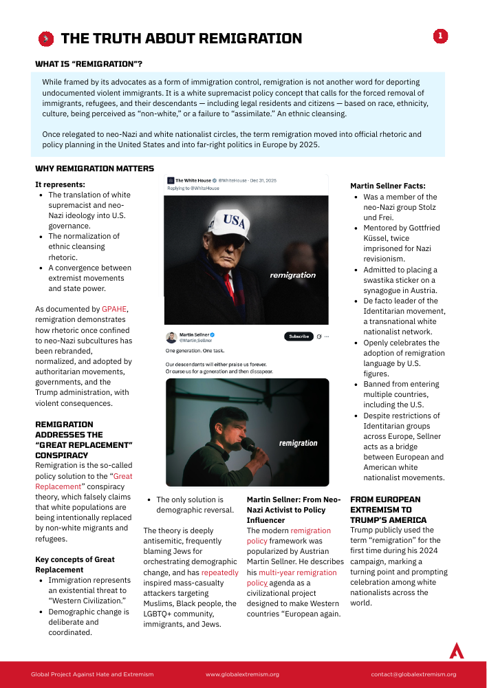 First page of The Truth About Remigration fact sheet
